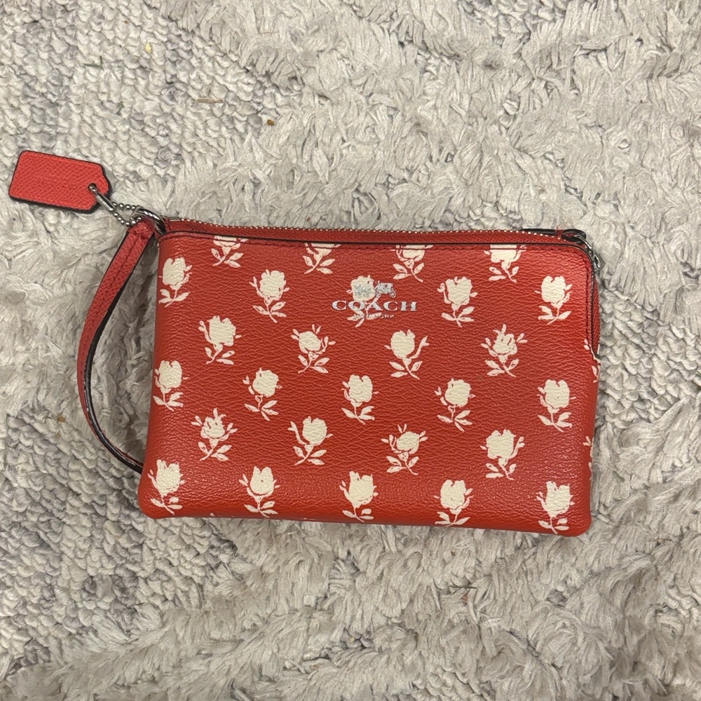Coach Red Floral Wristlet